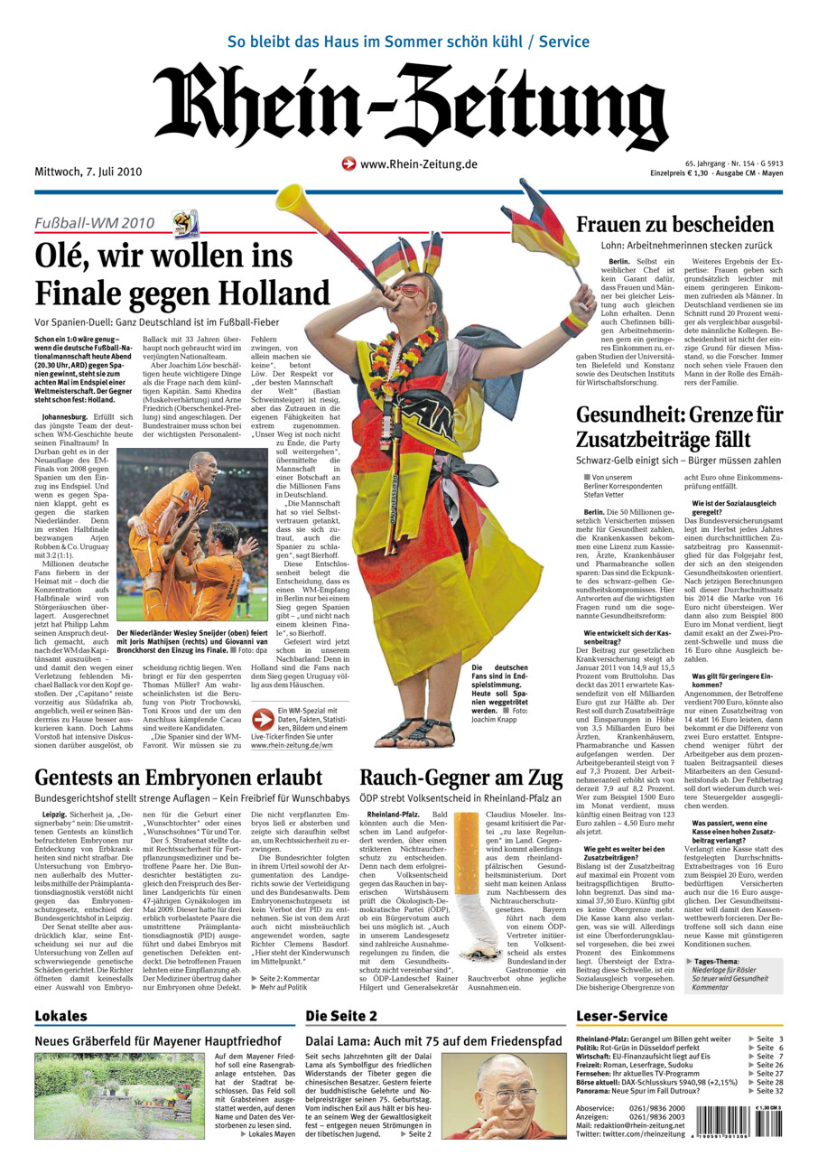 Rhein-Zeitung Andernach & Mayen vom Mittwoch, 07.07.2010