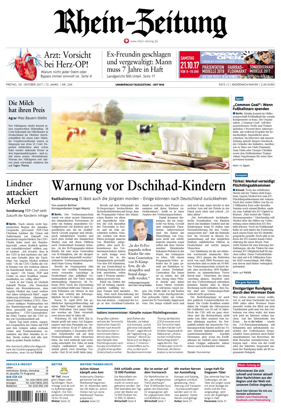 Rhein-Zeitung Andernach & Mayen vom Freitag, 20.10.2017