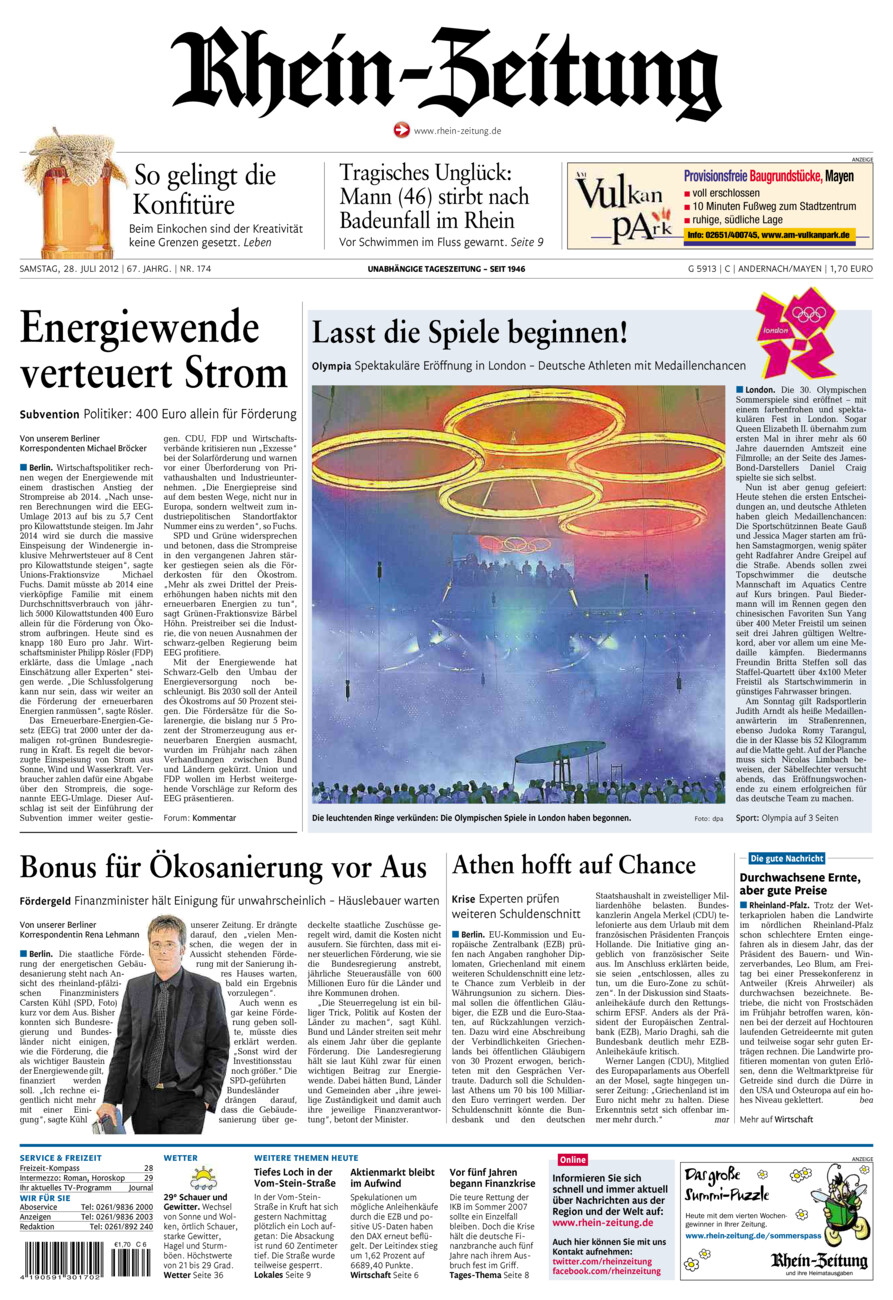 Rhein-Zeitung Andernach & Mayen vom Samstag, 28.07.2012