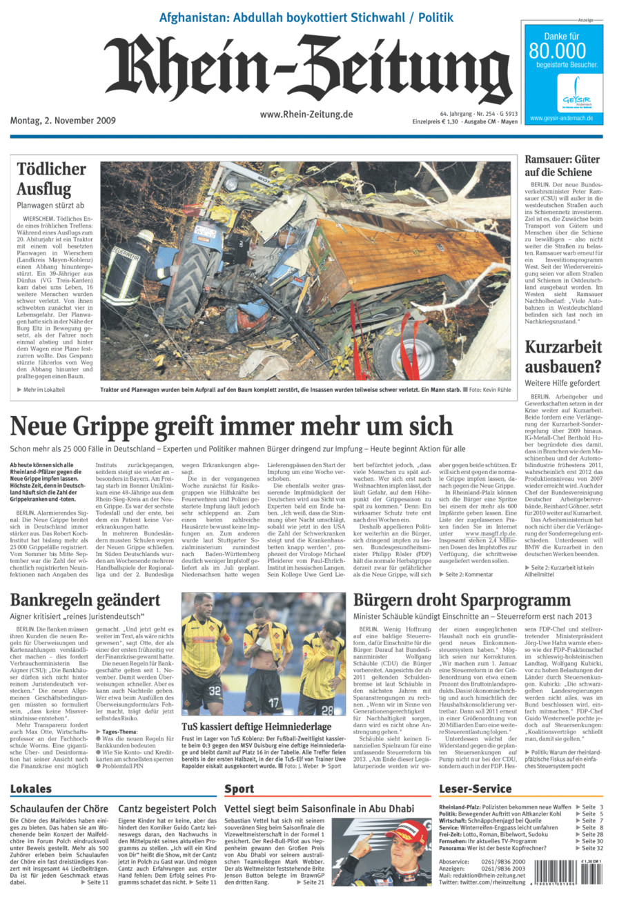 Rhein-Zeitung Andernach & Mayen vom Montag, 02.11.2009