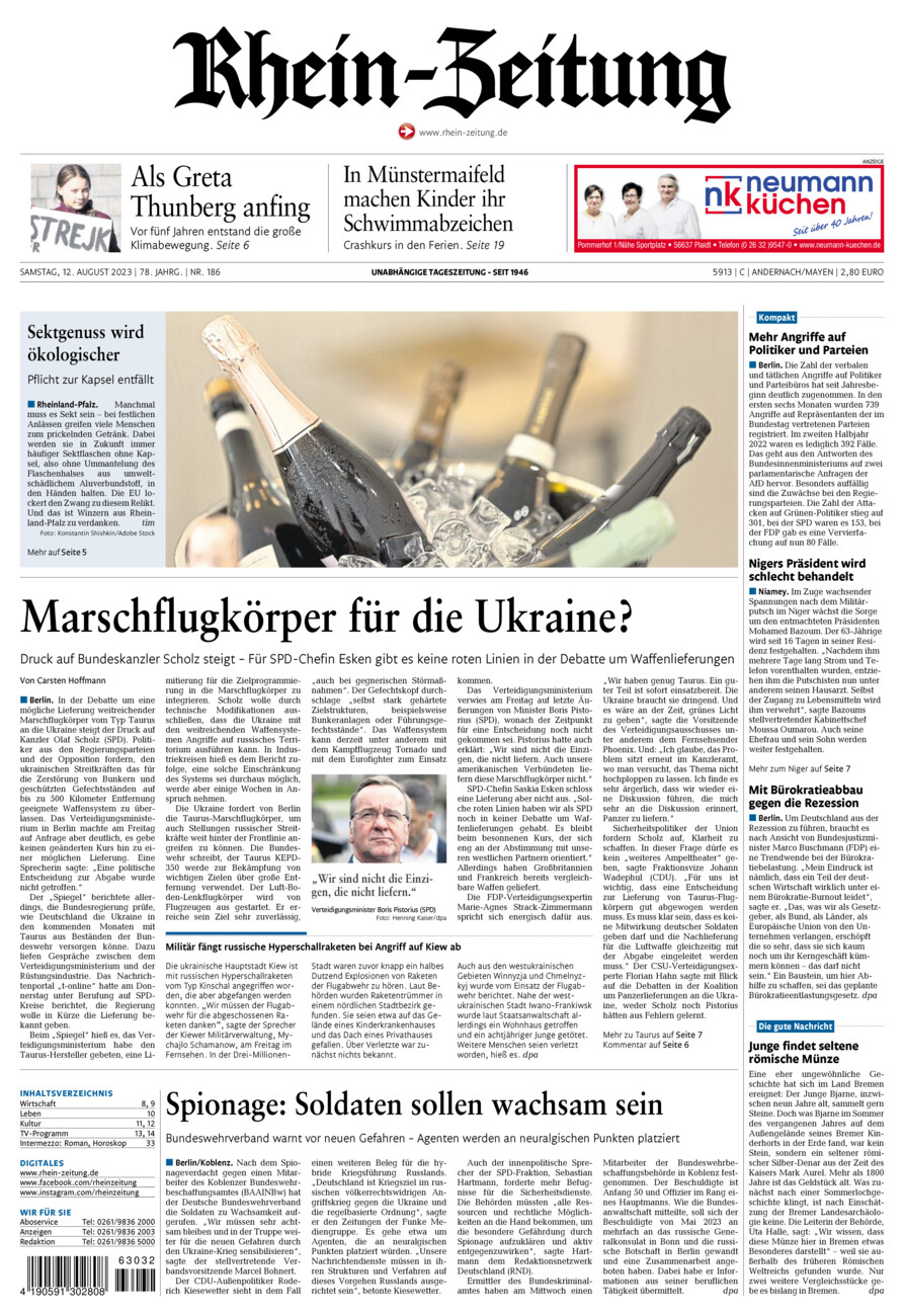 Rhein-Zeitung Andernach & Mayen vom Samstag, 12.08.2023