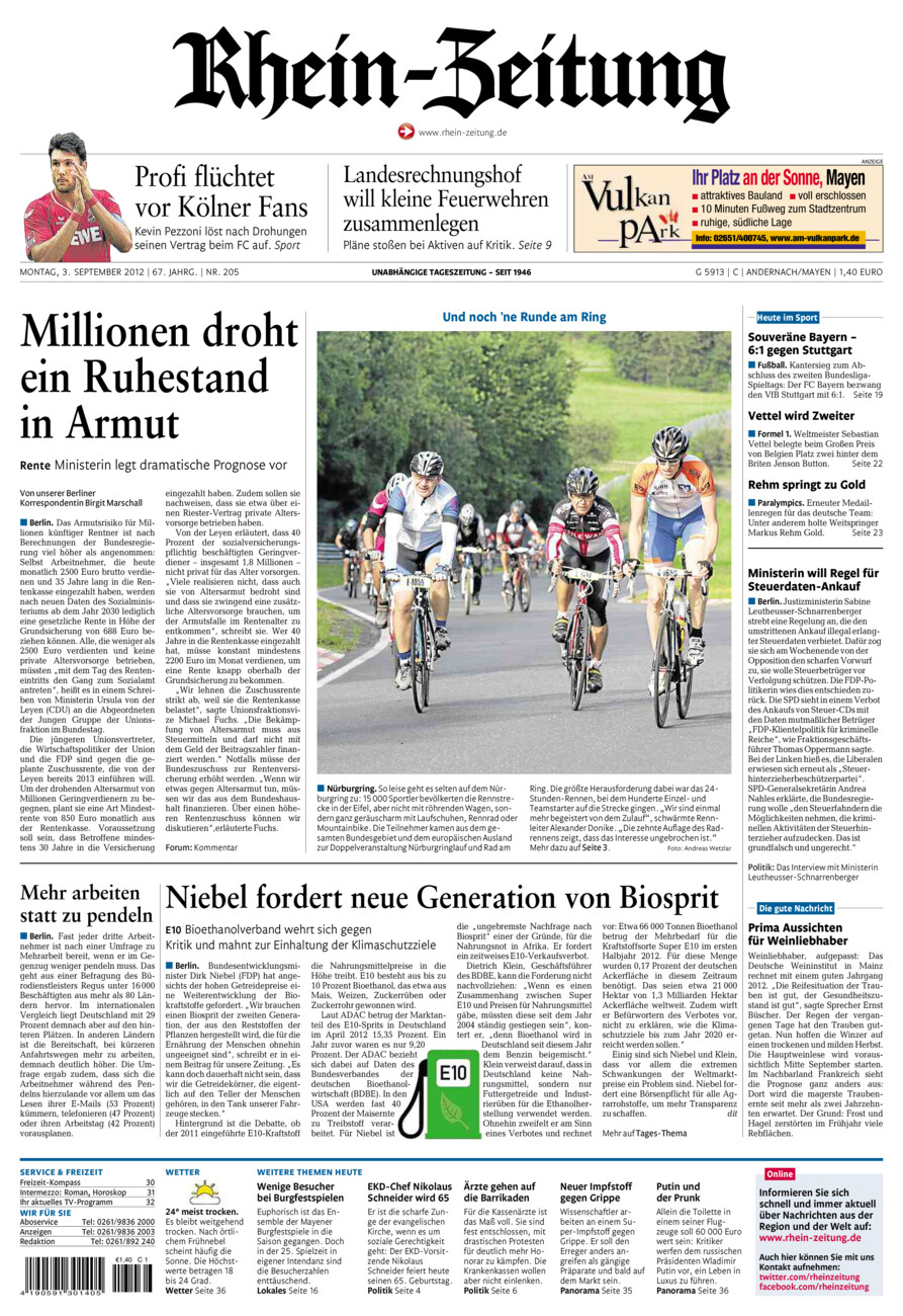 Rhein-Zeitung Andernach & Mayen vom Montag, 03.09.2012