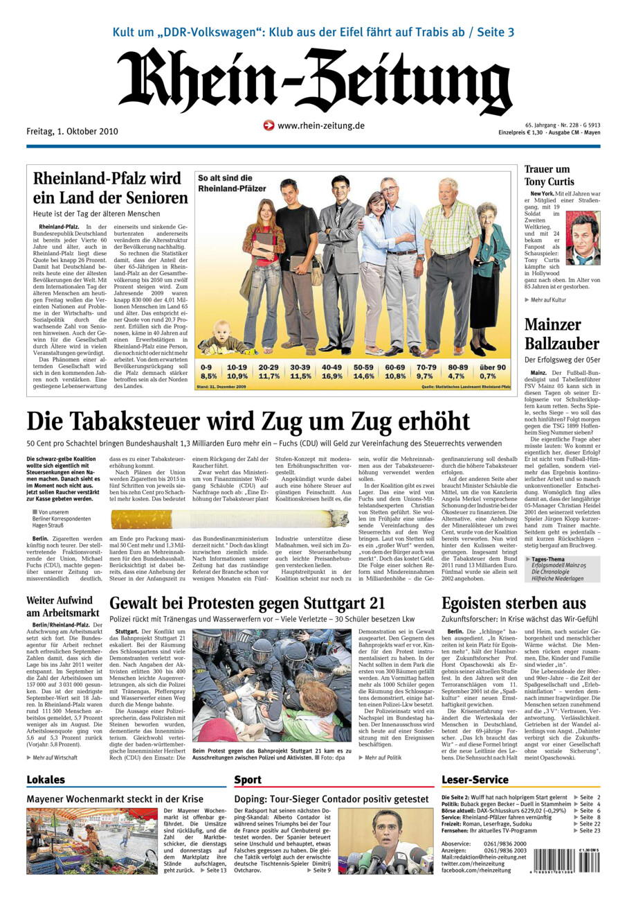Rhein-Zeitung Andernach & Mayen vom Freitag, 01.10.2010
