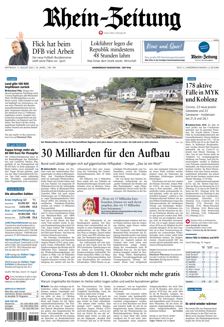 Rhein-Zeitung Andernach & Mayen vom Mittwoch, 11.08.2021