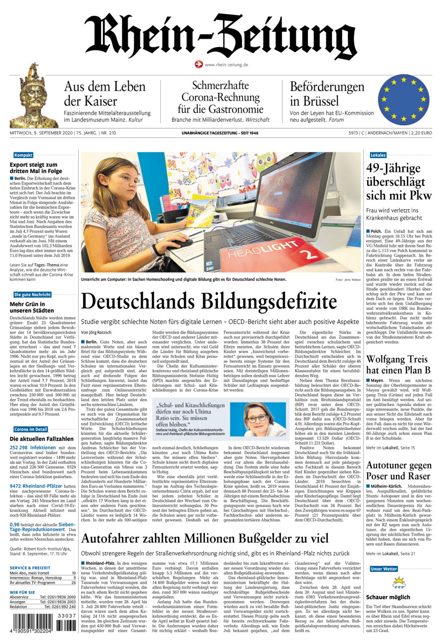 Rhein-Zeitung Andernach & Mayen vom Mittwoch, 09.09.2020