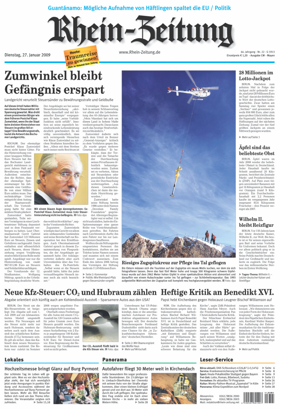 Rhein-Zeitung Andernach & Mayen vom Dienstag, 27.01.2009