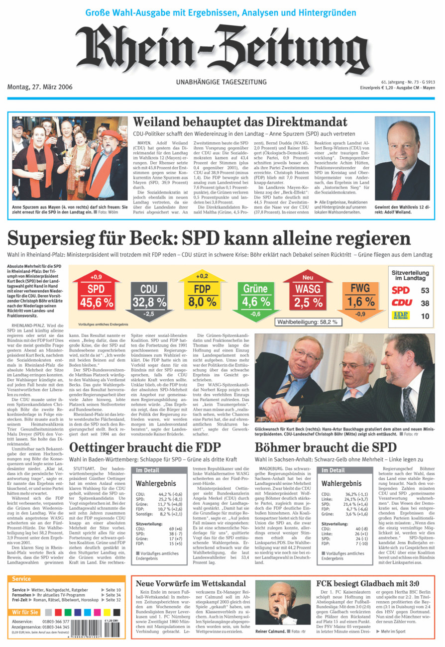 Rhein-Zeitung Andernach & Mayen vom Montag, 27.03.2006