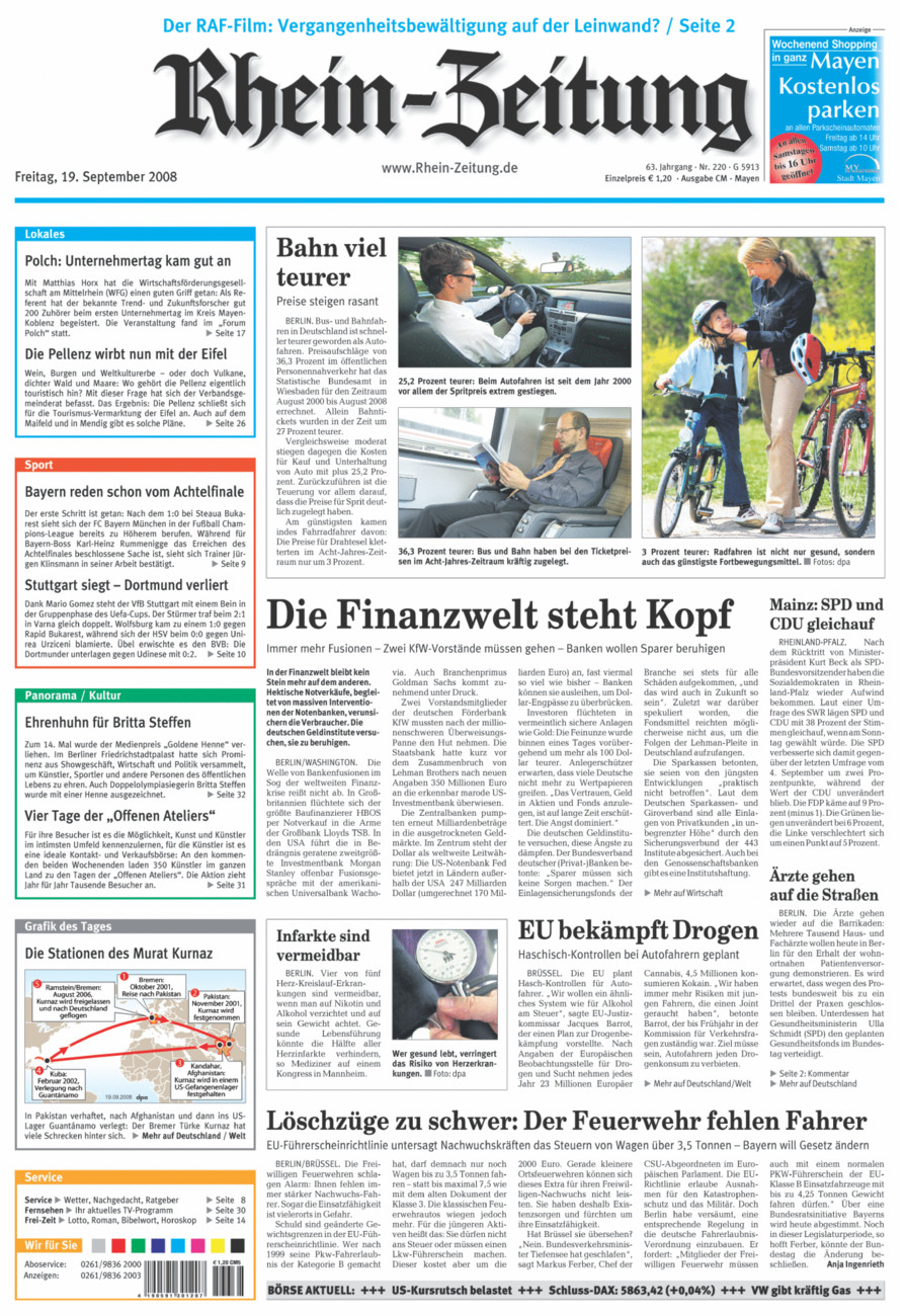 Rhein-Zeitung Andernach & Mayen vom Freitag, 19.09.2008