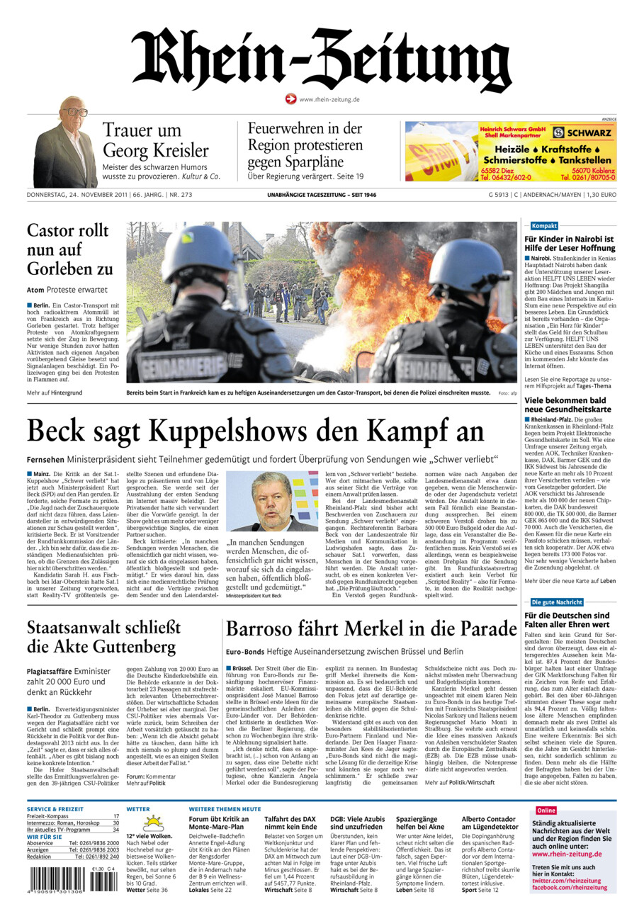 Rhein-Zeitung Andernach & Mayen vom Donnerstag, 24.11.2011