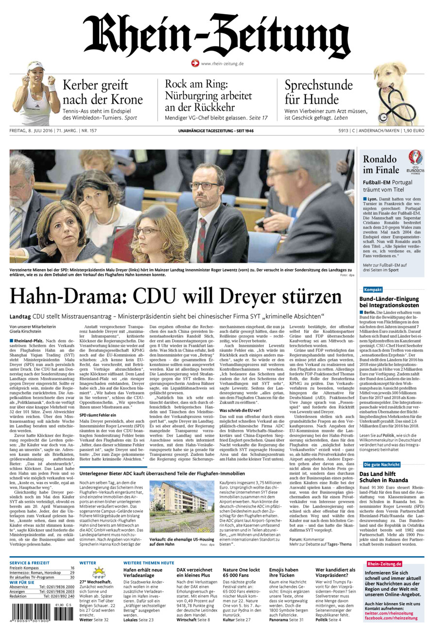 Rhein-Zeitung Andernach & Mayen vom Freitag, 08.07.2016