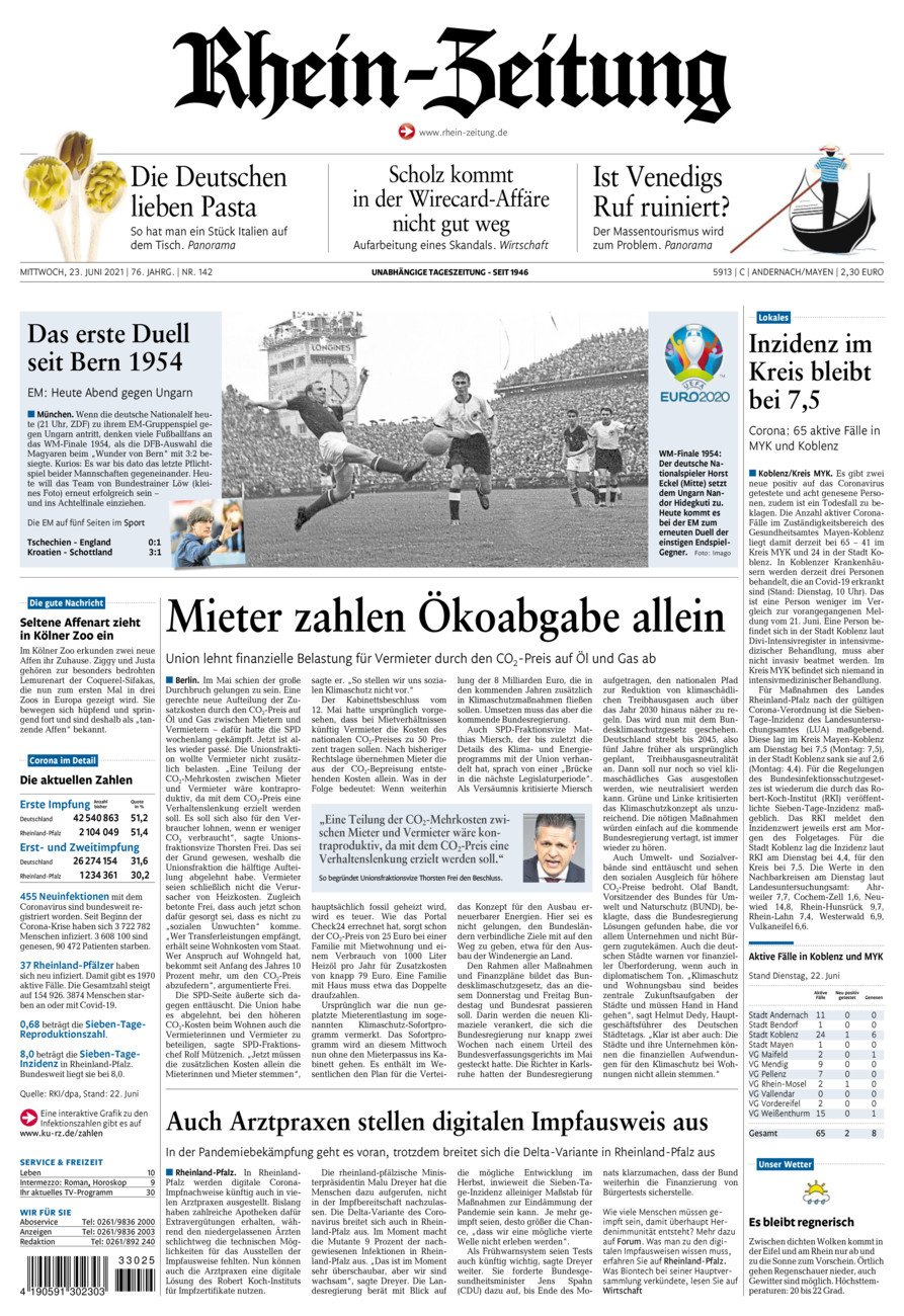 Rhein-Zeitung Andernach & Mayen vom Mittwoch, 23.06.2021