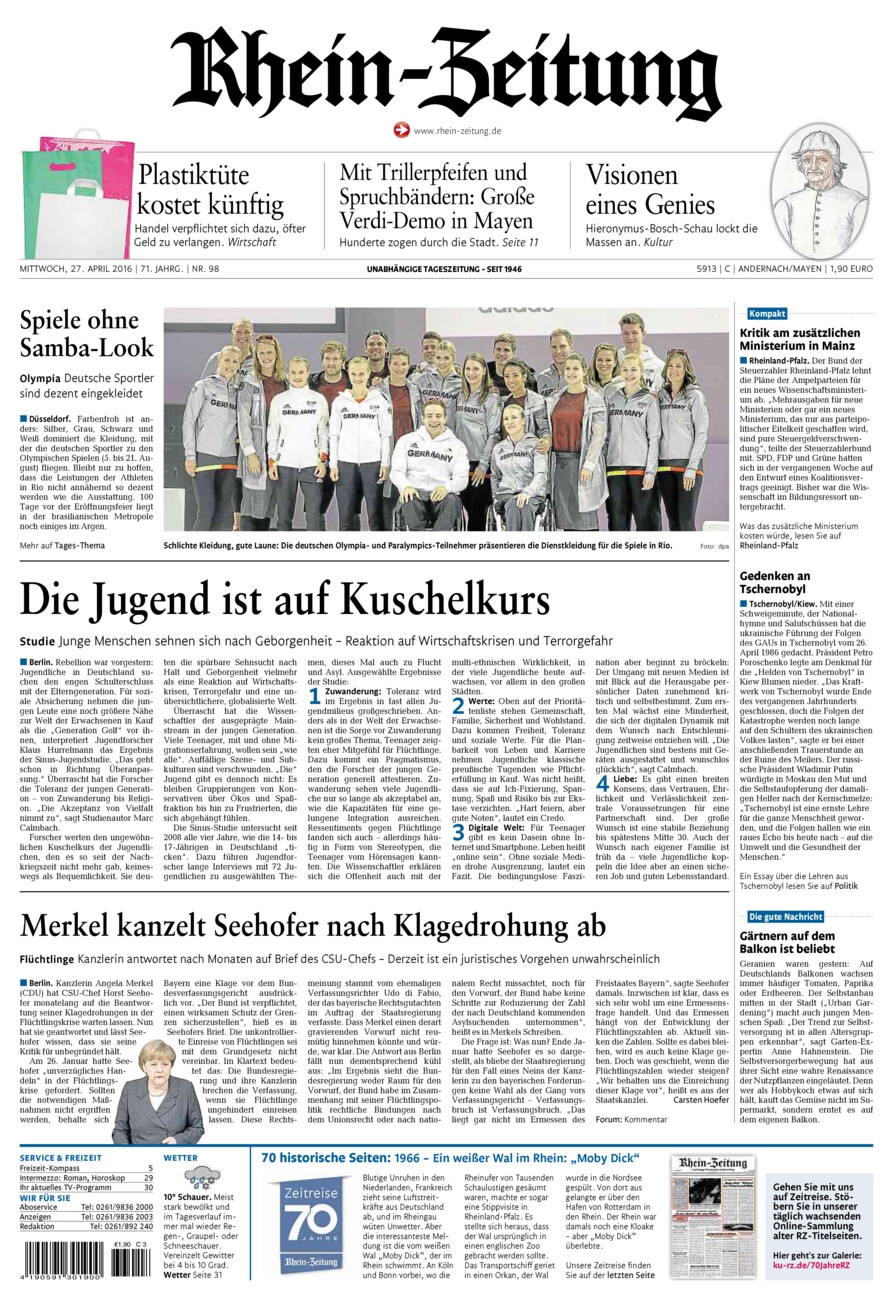Rhein-Zeitung Andernach & Mayen vom Mittwoch, 27.04.2016
