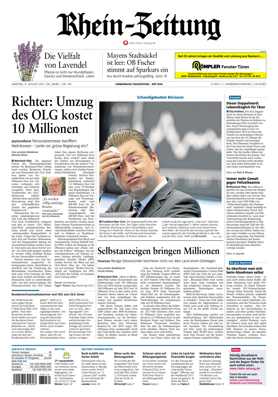 Rhein-Zeitung Andernach & Mayen vom Samstag, 06.08.2011