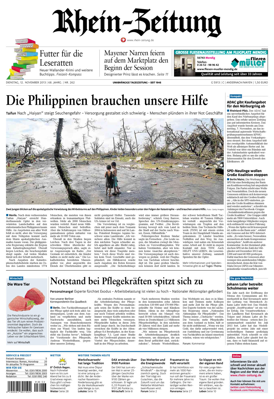 Rhein-Zeitung Andernach & Mayen vom Dienstag, 12.11.2013