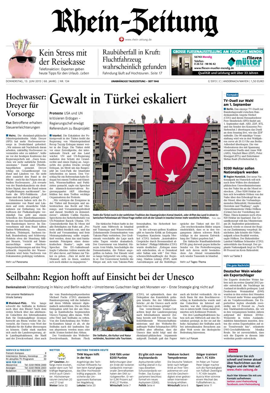 Rhein-Zeitung Andernach & Mayen vom Donnerstag, 13.06.2013