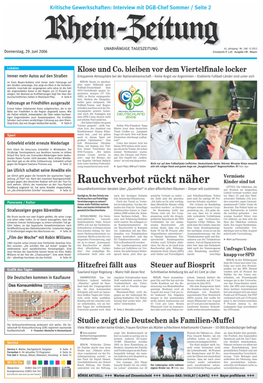 Rhein-Zeitung Andernach & Mayen vom Donnerstag, 29.06.2006