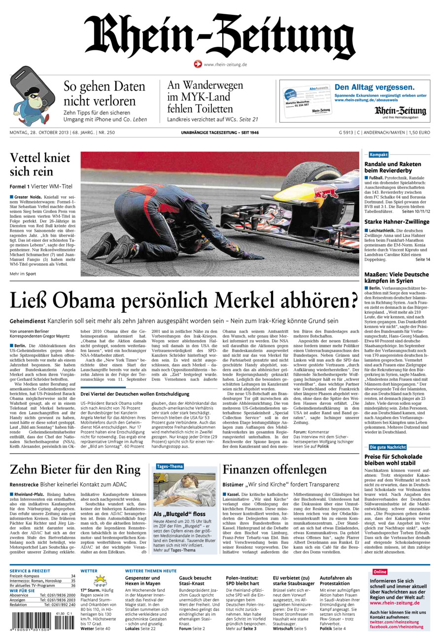 Rhein-Zeitung Andernach & Mayen vom Montag, 28.10.2013