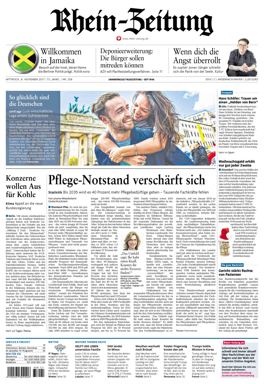 Rhein-Zeitung Andernach & Mayen vom Mittwoch, 08.11.2017