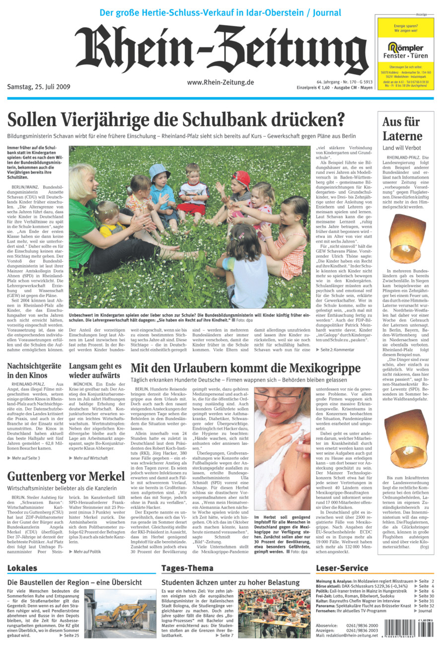 Rhein-Zeitung Andernach & Mayen vom Samstag, 25.07.2009