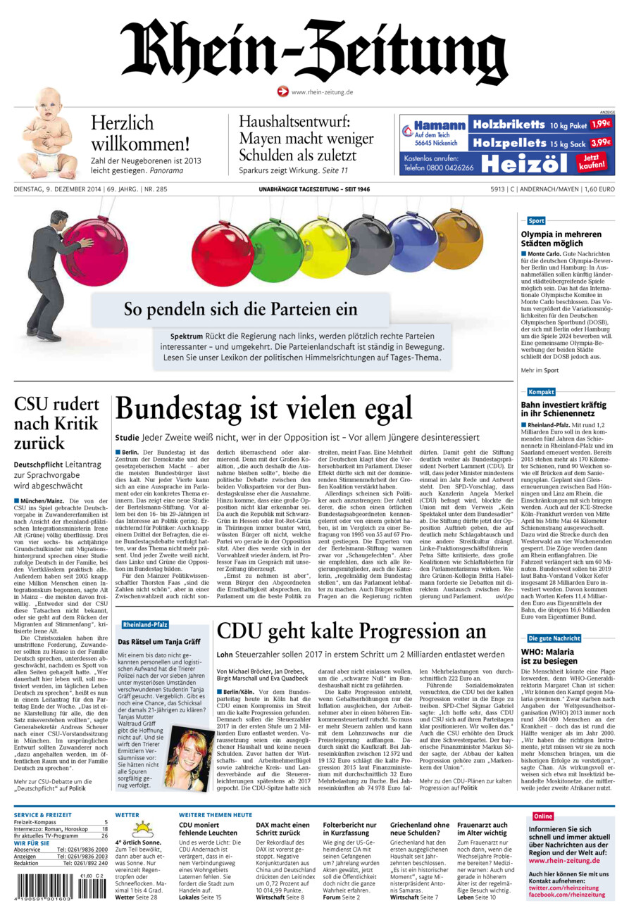 Rhein-Zeitung Andernach & Mayen vom Dienstag, 09.12.2014