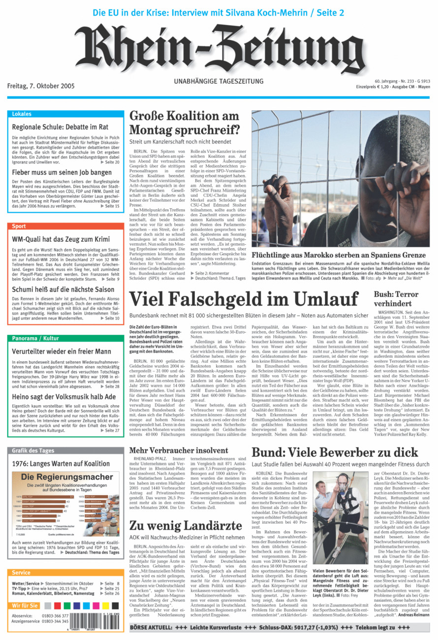 Rhein-Zeitung Andernach & Mayen vom Freitag, 07.10.2005