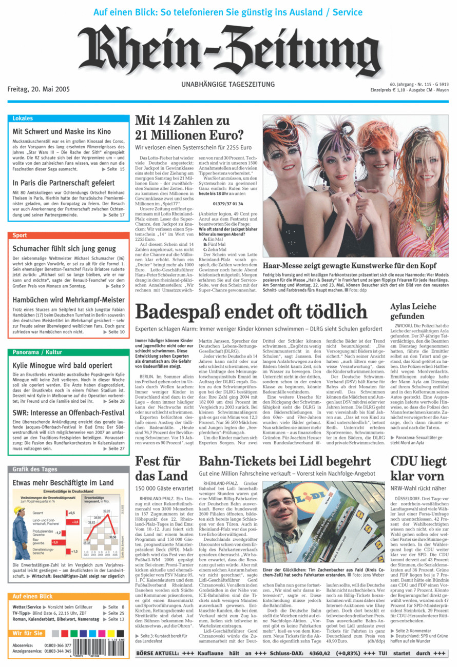 Rhein-Zeitung Andernach & Mayen vom Freitag, 20.05.2005