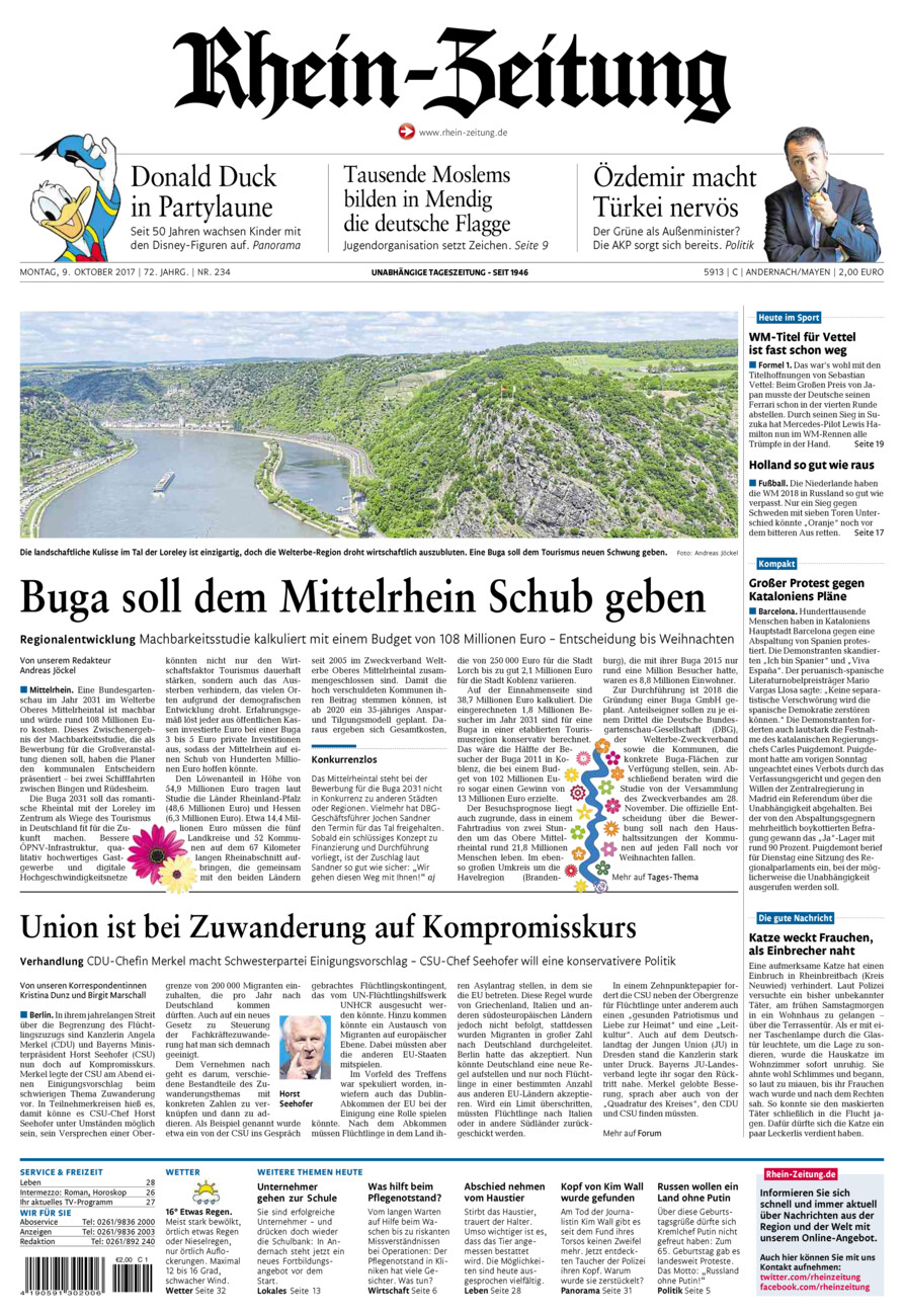 Rhein-Zeitung Andernach & Mayen vom Montag, 09.10.2017