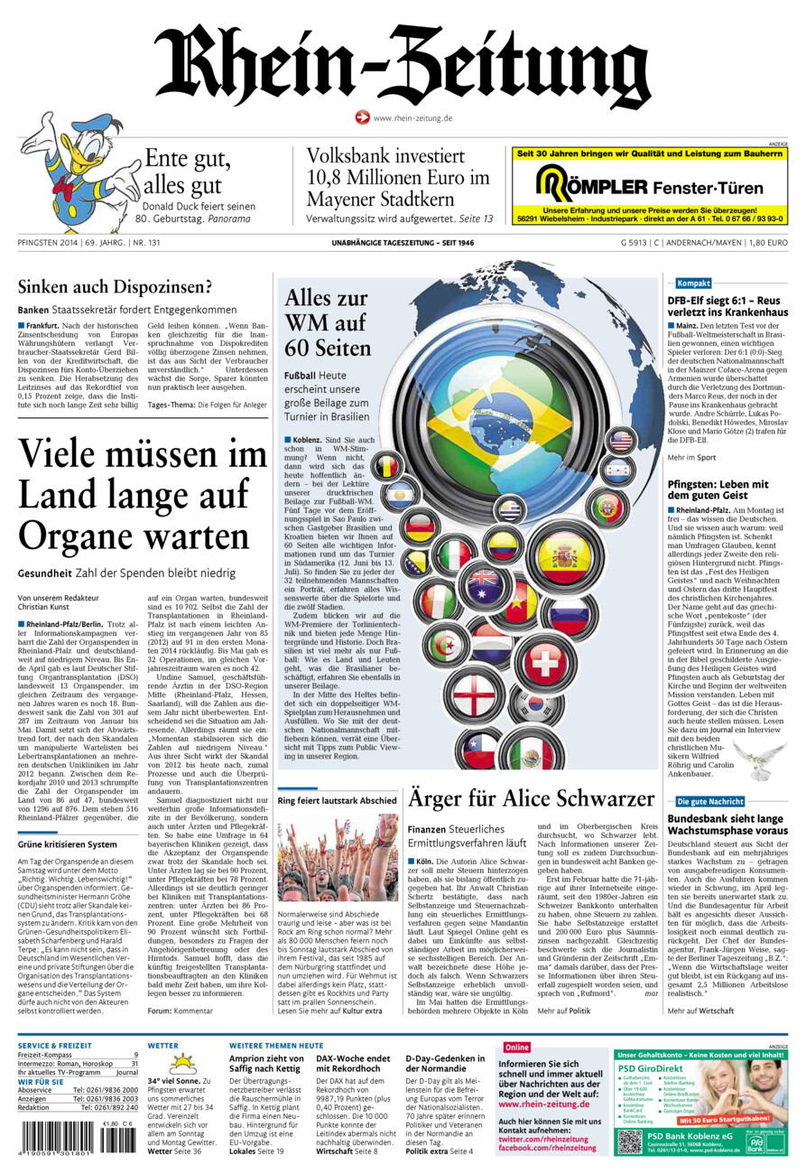 Rhein-Zeitung Andernach & Mayen vom Samstag, 07.06.2014