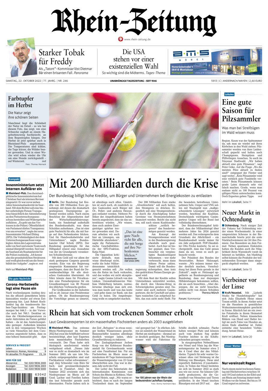 Rhein-Zeitung Andernach & Mayen vom Samstag, 22.10.2022