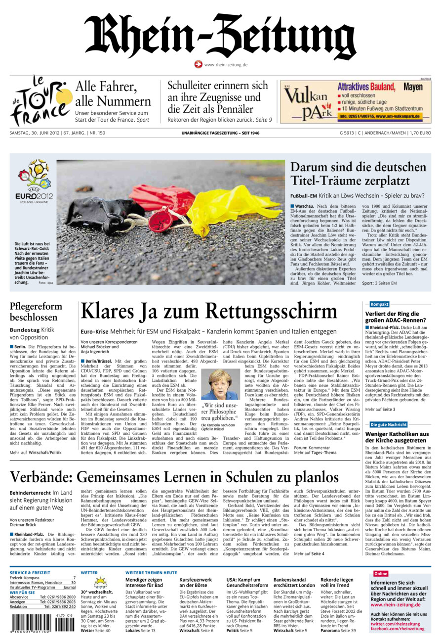 Rhein-Zeitung Andernach & Mayen vom Samstag, 30.06.2012