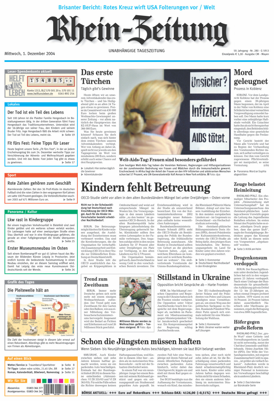 Rhein-Zeitung Andernach & Mayen vom Mittwoch, 01.12.2004