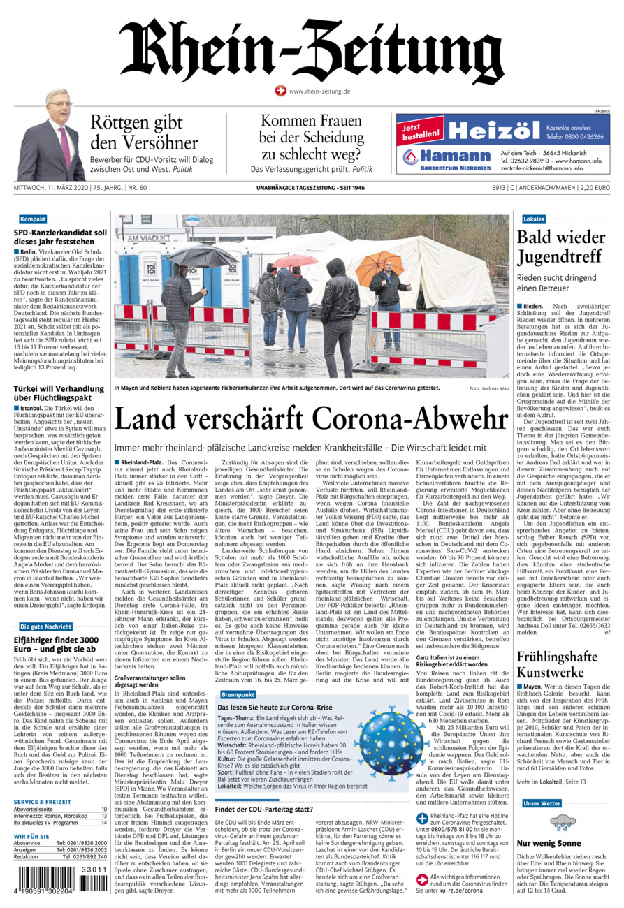 Rhein-Zeitung Andernach & Mayen vom Mittwoch, 11.03.2020