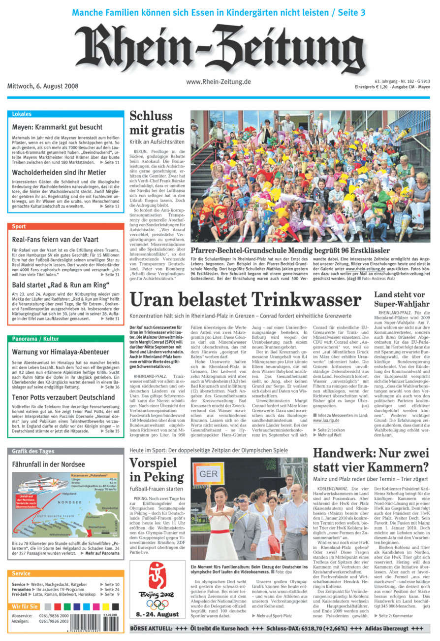 Rhein-Zeitung Andernach & Mayen vom Mittwoch, 06.08.2008