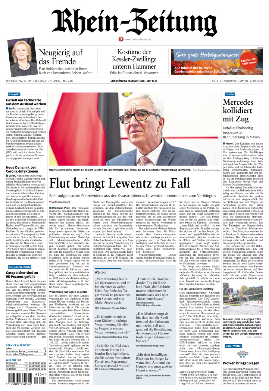 Rhein-Zeitung Andernach & Mayen vom Donnerstag, 13.10.2022