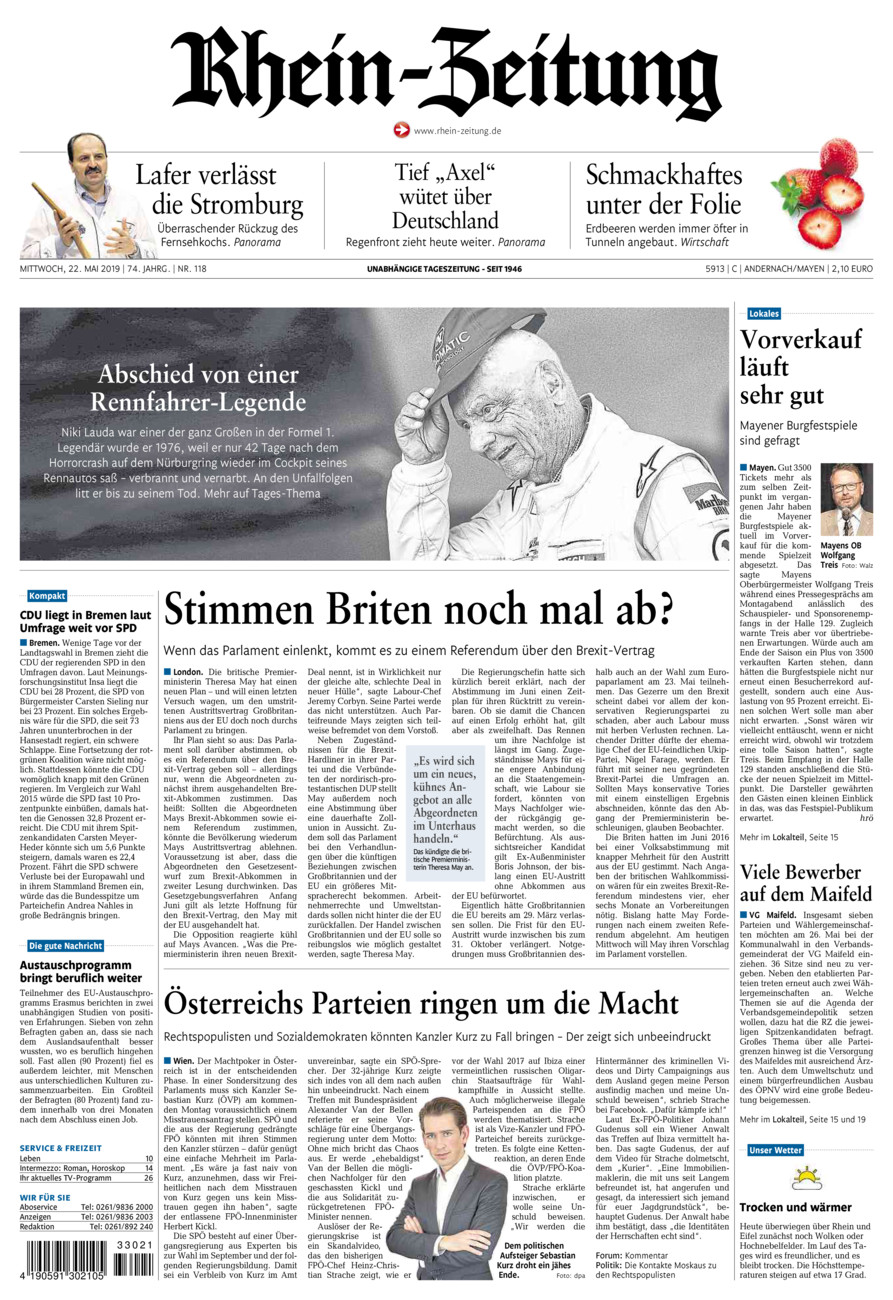Rhein-Zeitung Andernach & Mayen vom Mittwoch, 22.05.2019