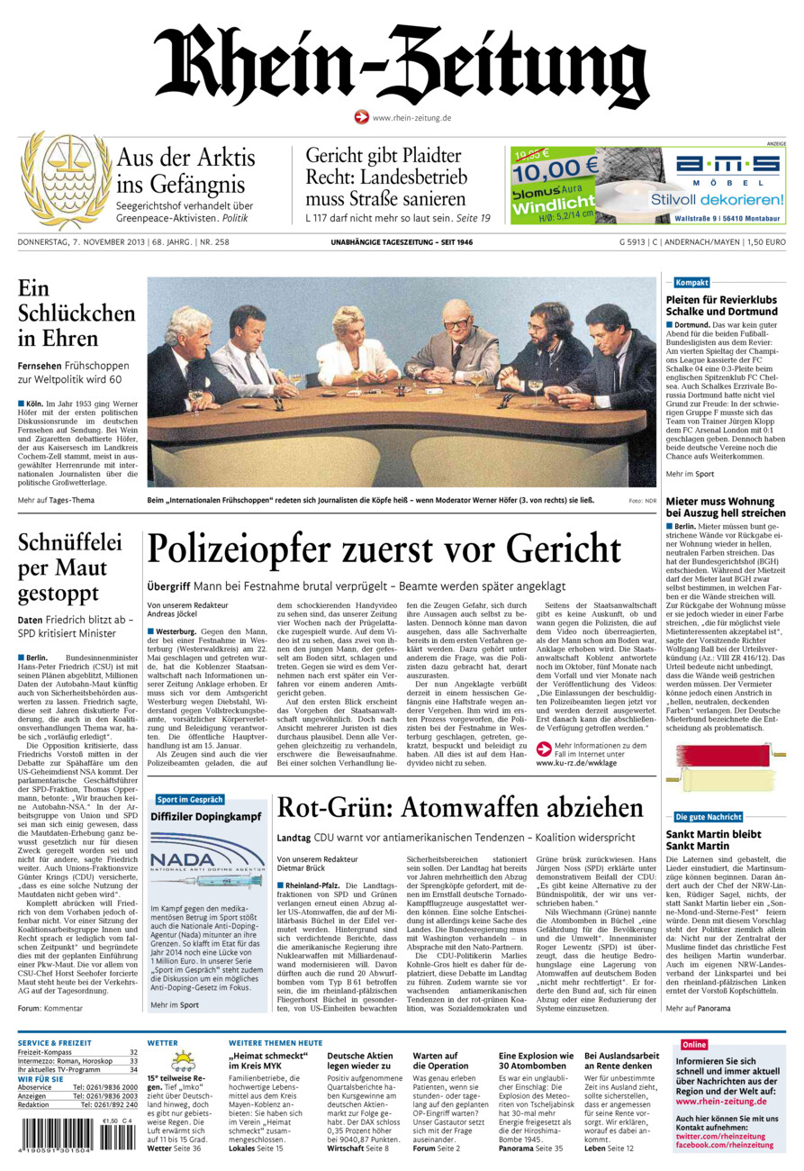 Rhein-Zeitung Andernach & Mayen vom Donnerstag, 07.11.2013
