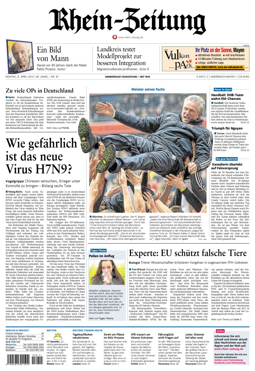 Rhein-Zeitung Andernach & Mayen vom Montag, 08.04.2013