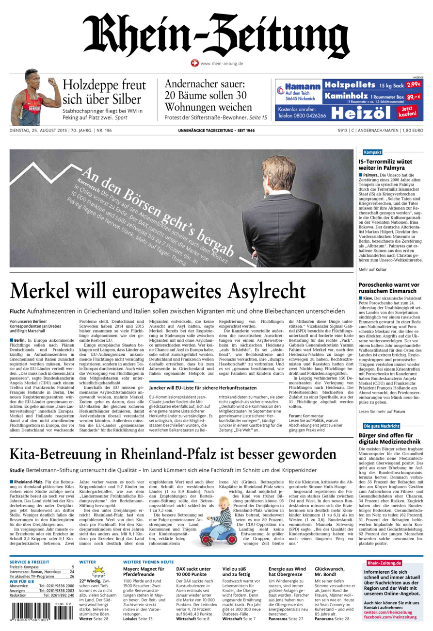 Rhein-Zeitung Andernach & Mayen vom Dienstag, 25.08.2015
