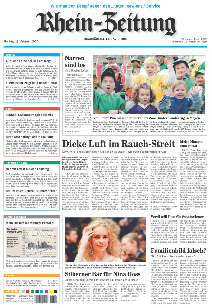 Rhein-Zeitung Andernach & Mayen vom Montag, 19.02.2007