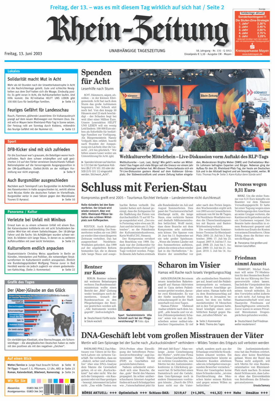 Rhein-Zeitung Andernach & Mayen vom Freitag, 13.06.2003