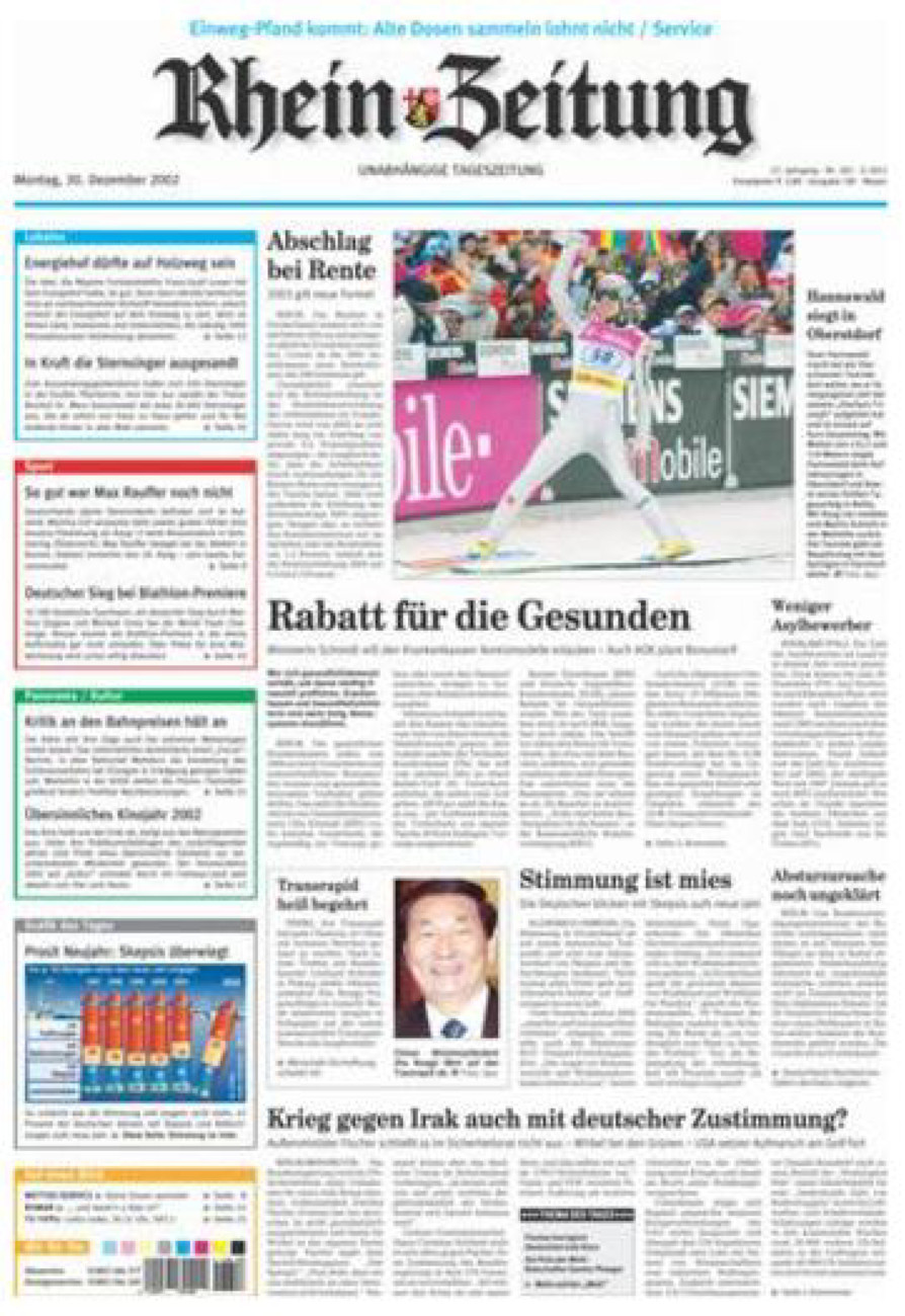 Rhein-Zeitung Andernach & Mayen vom Montag, 30.12.2002