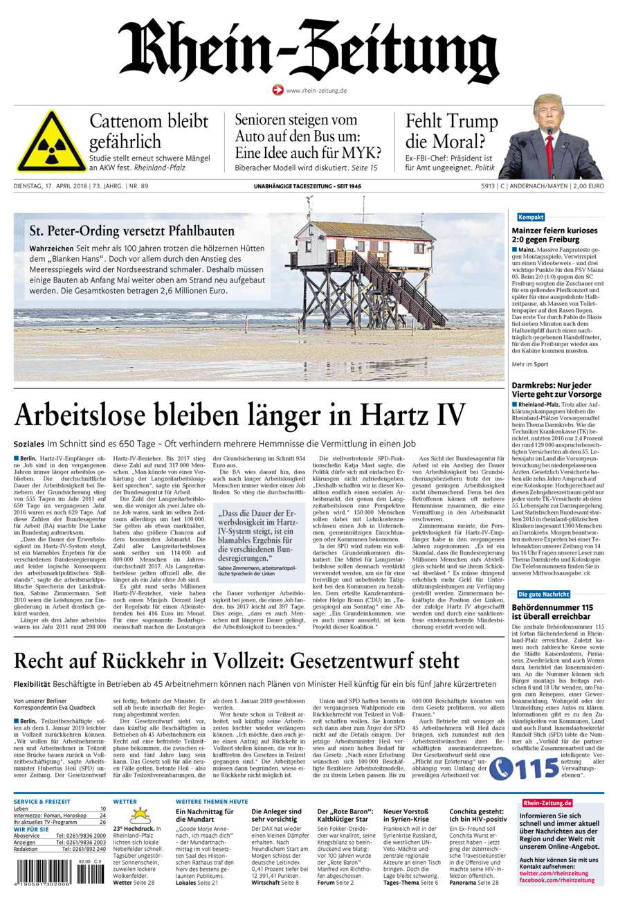 Rhein-Zeitung Andernach & Mayen vom Dienstag, 17.04.2018