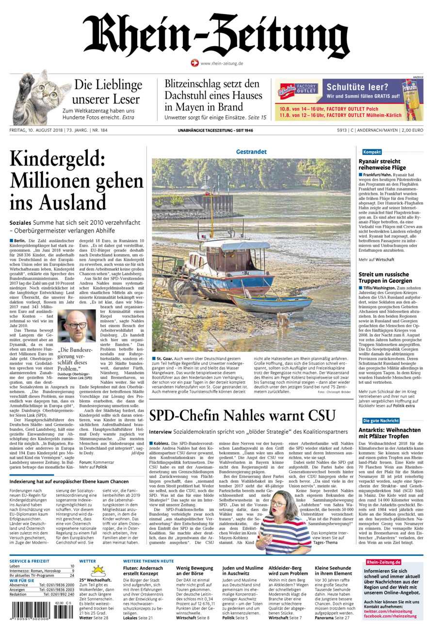 Rhein-Zeitung Andernach & Mayen vom Freitag, 10.08.2018