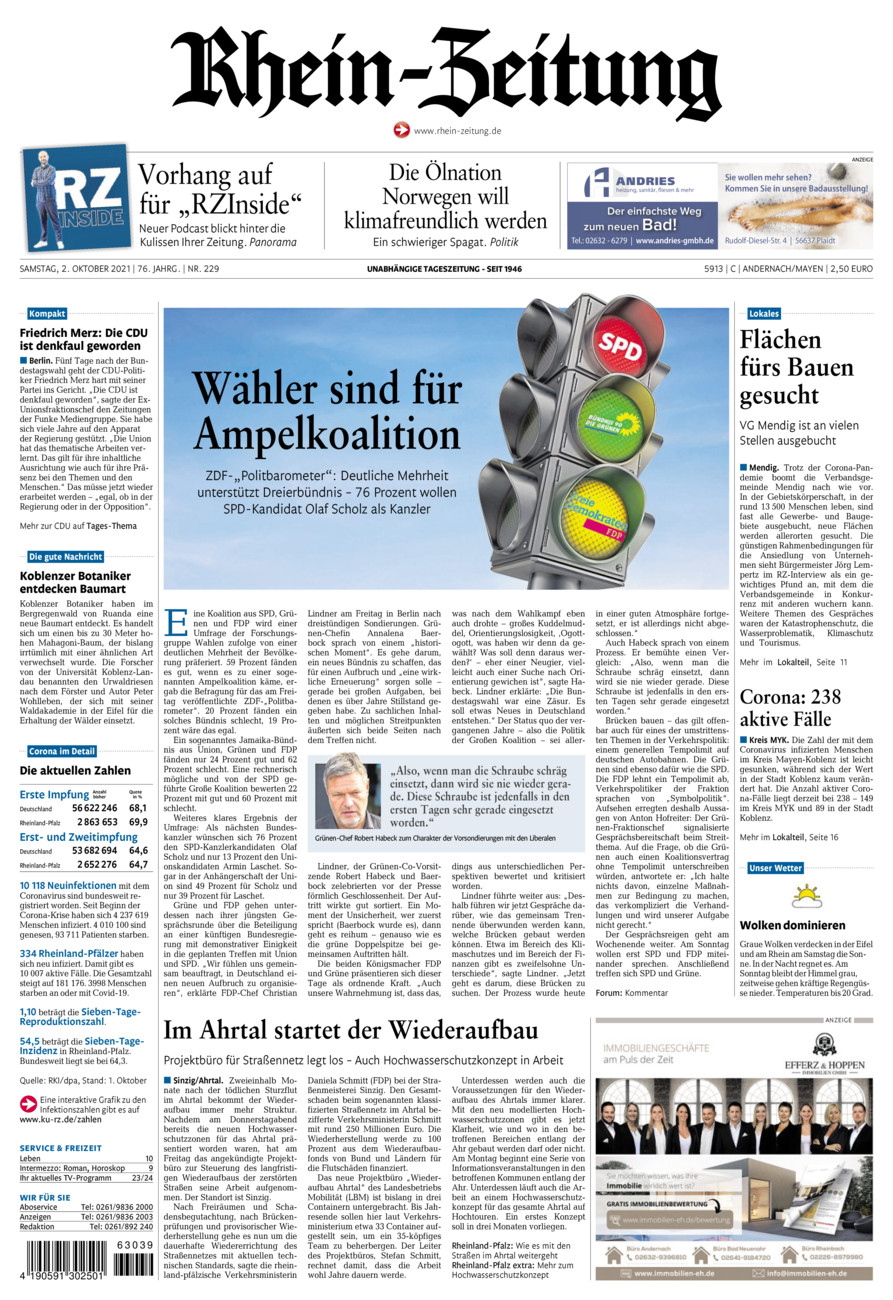 Rhein-Zeitung Andernach & Mayen vom Samstag, 02.10.2021