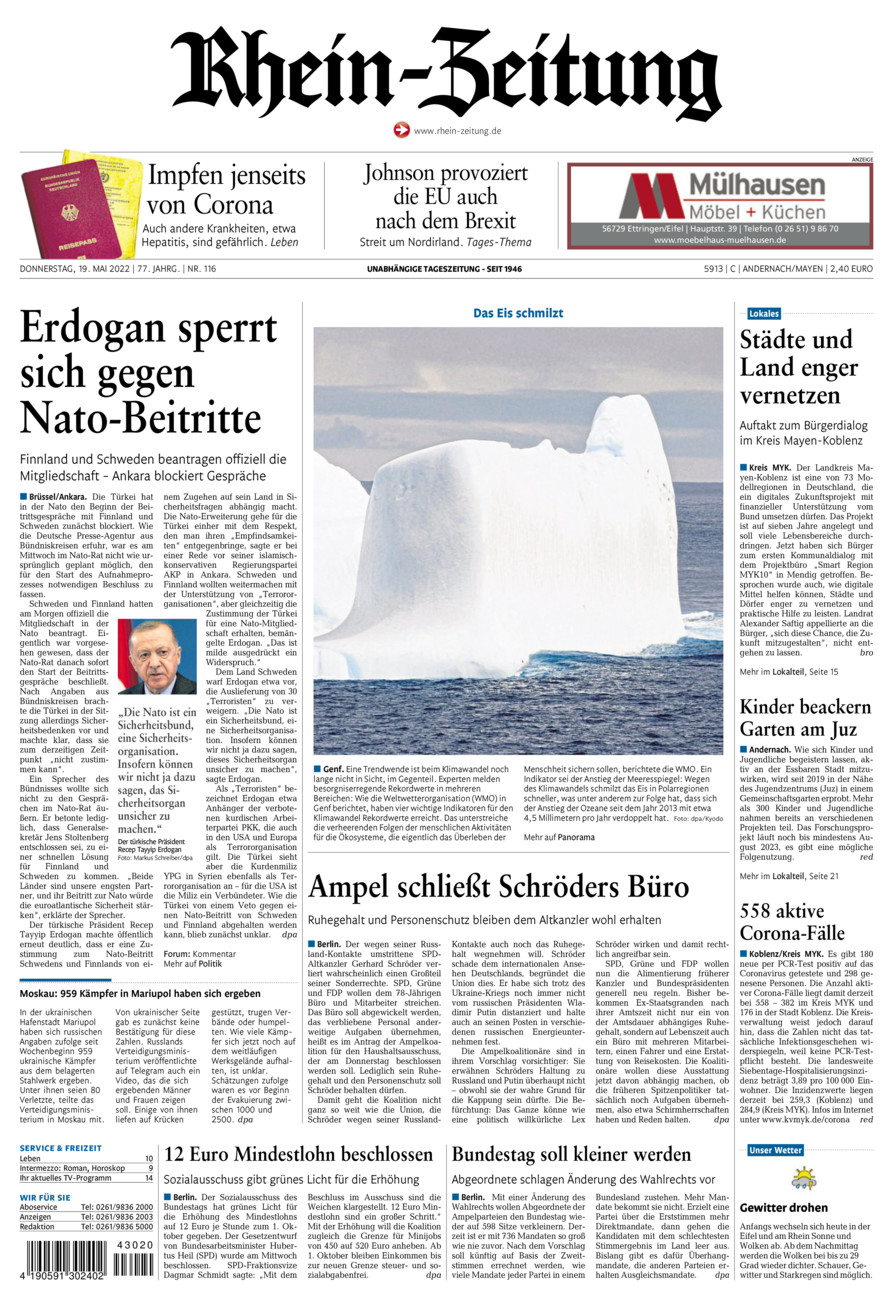 Rhein-Zeitung Andernach & Mayen vom Donnerstag, 19.05.2022