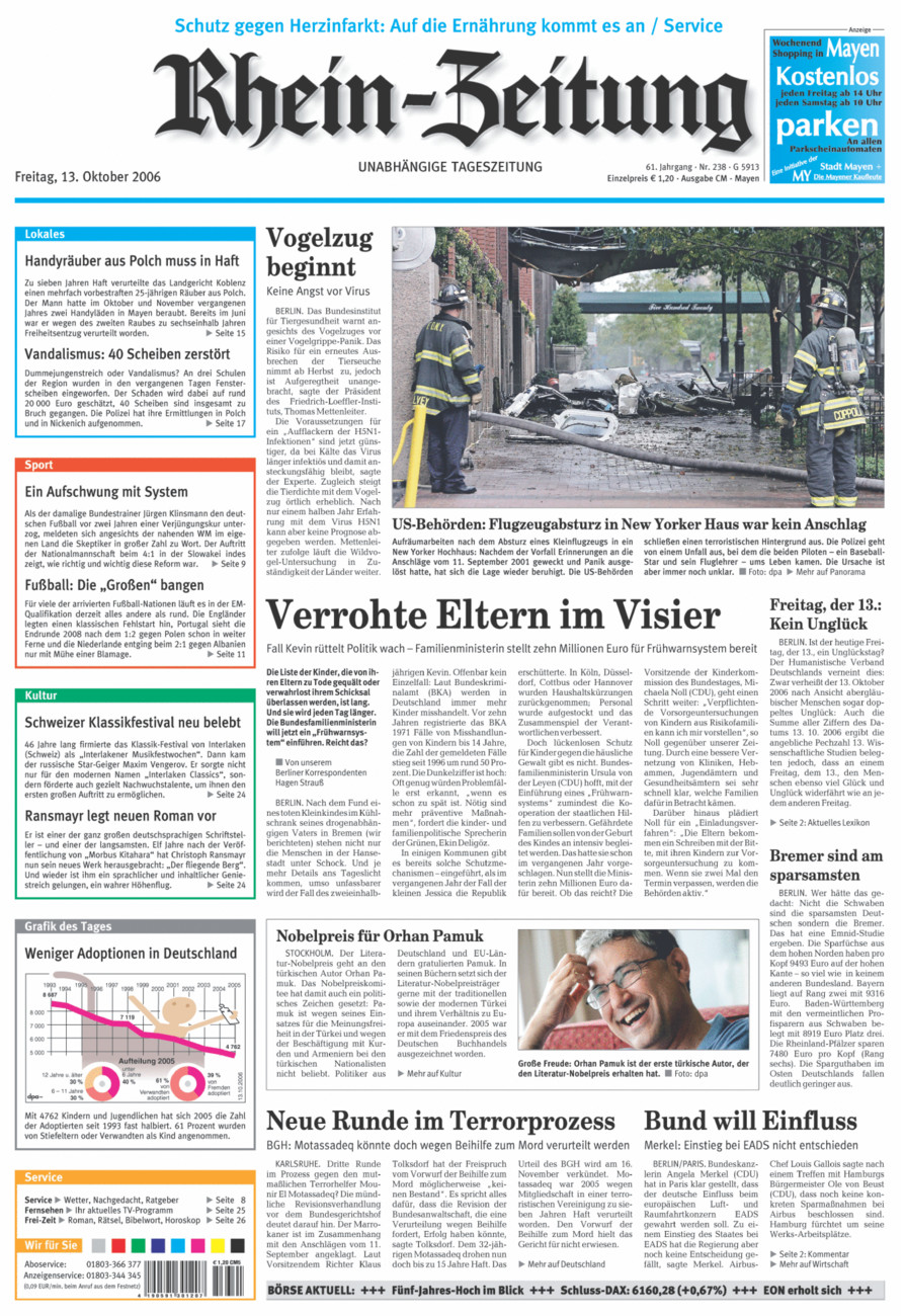 Rhein-Zeitung Andernach & Mayen vom Freitag, 13.10.2006