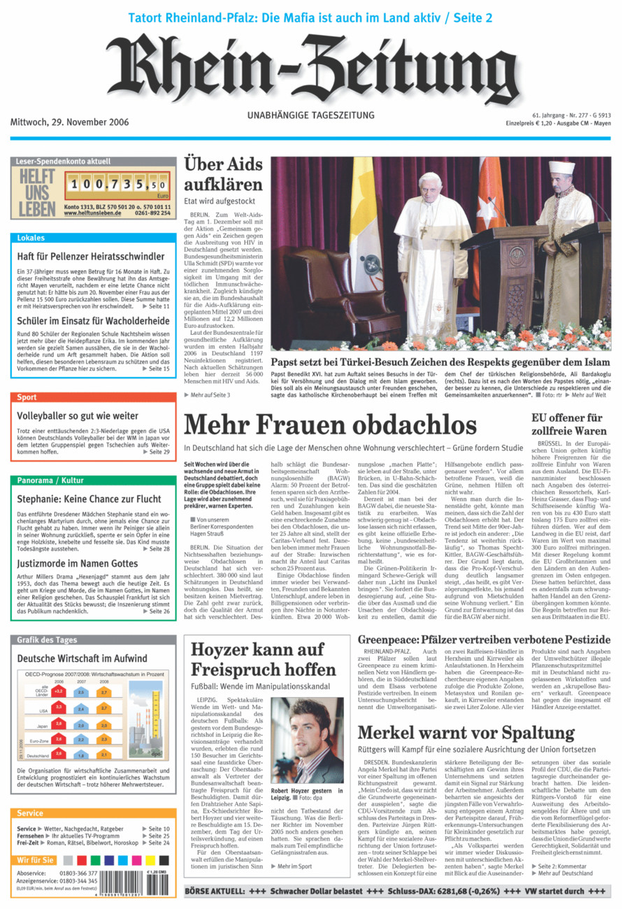Rhein-Zeitung Andernach & Mayen vom Mittwoch, 29.11.2006