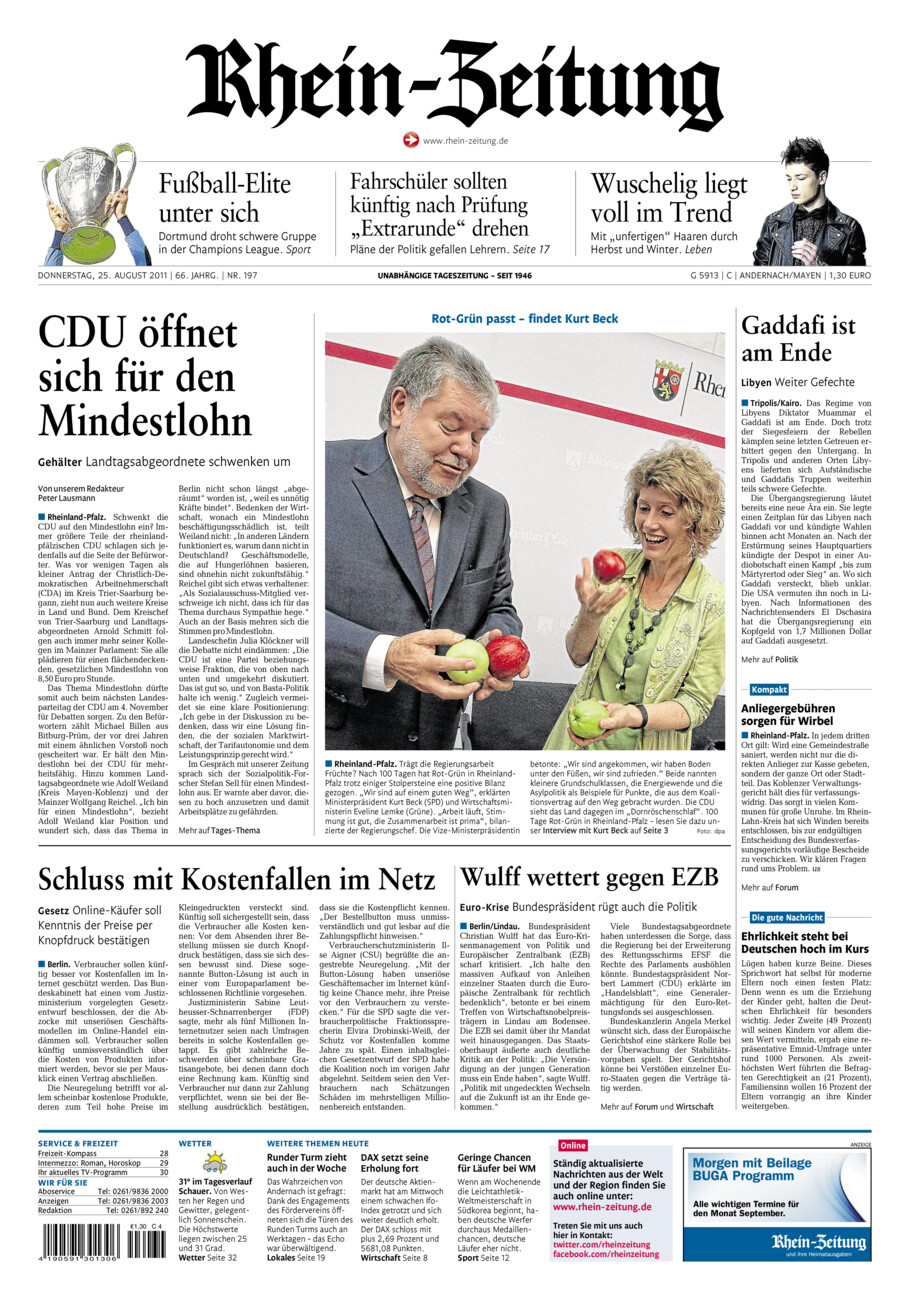 Rhein-Zeitung Andernach & Mayen vom Donnerstag, 25.08.2011