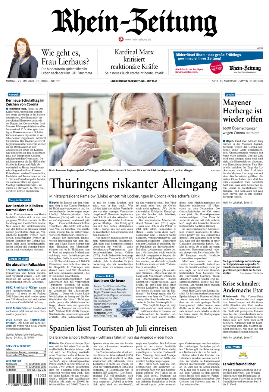 Rhein-Zeitung Andernach & Mayen vom Montag, 25.05.2020
