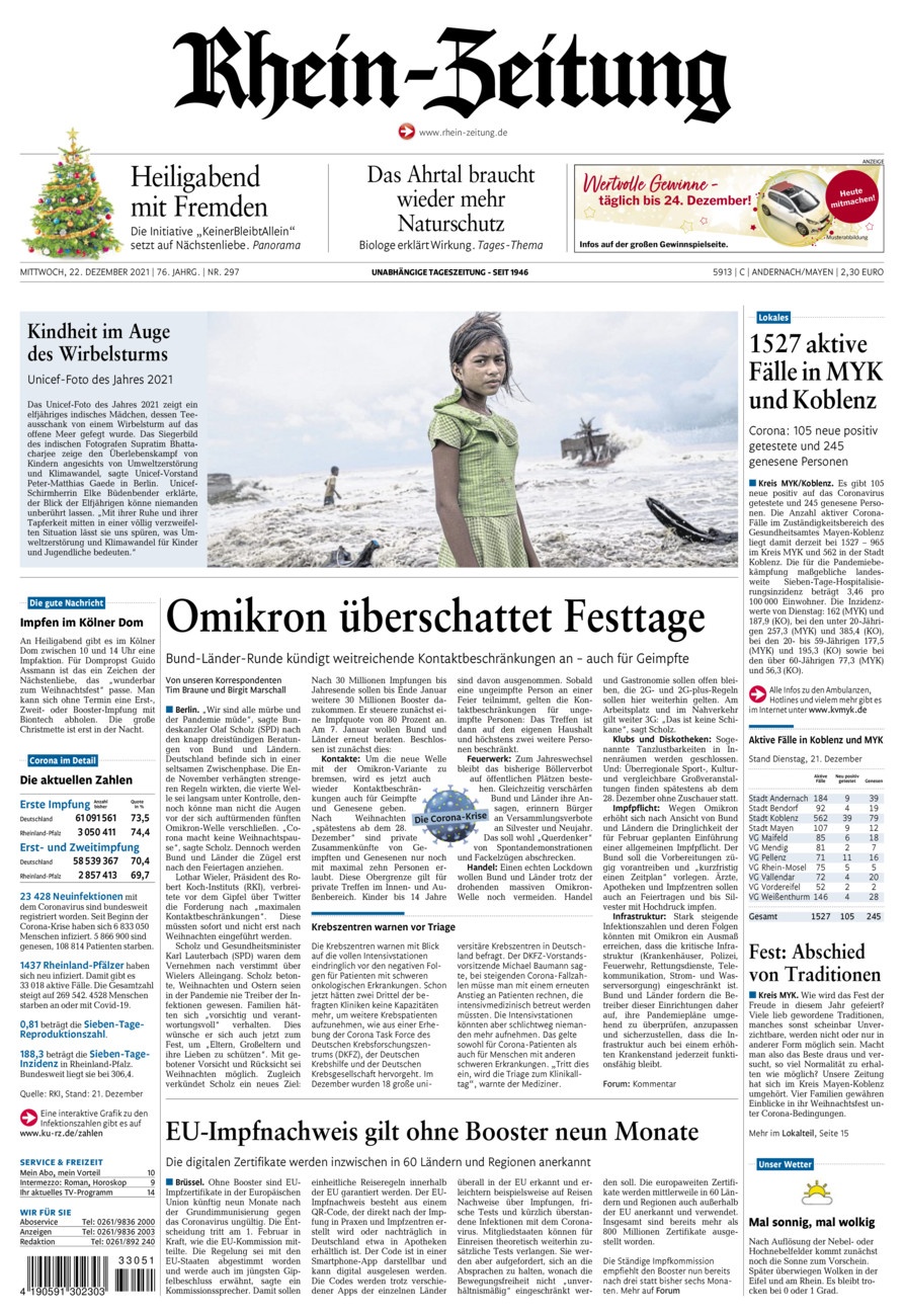 Rhein-Zeitung Andernach & Mayen vom Mittwoch, 22.12.2021